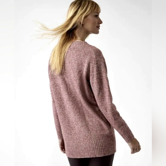 Athleta Womens Pink Oversized Wool Cashmere Blend Vital V-Neck Tunic Sweater - Picture 9 of 9